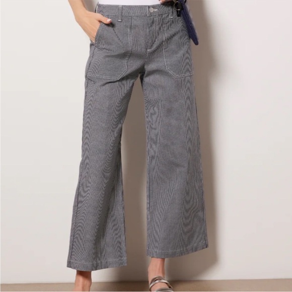 Evereve Pants - Evereve Navy/White Stripped Wide-Leg Pants